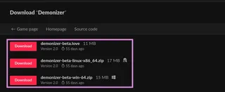 itch.io beta downloads are on your downloads page